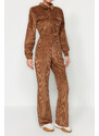 Trendyol Brown Velvet Woven Jumpsuit