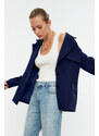 Trendyol Navy Blue Oversize Lined Woven Blazer Jacket