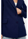 Trendyol Navy Blue Oversize Lined Woven Blazer Jacket