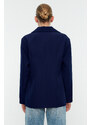 Trendyol Navy Blue Oversize Lined Woven Blazer Jacket