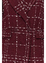 Trendyol Burgundy Oversize Woven Plaid Blazer Jacket