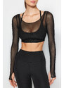 Trendyol Knitted Sports Bra and Tulle Top/Blouse Combined 2 Layers Knitted Sports Top/Blouse