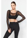 Trendyol Knitted Sports Bra and Tulle Top/Blouse Combined 2 Layers Knitted Sports Top/Blouse