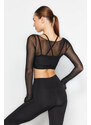 Trendyol Knitted Sports Bra and Tulle Top/Blouse Combined 2 Layers Knitted Sports Top/Blouse