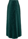 Trendyol Emerald Green Pleated Maxi Knitted Skirt