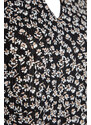 Trendyol Curve Černá květinová sukně Volánková mini pletená šaty v nadměrných velikostech