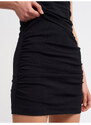 Dilvin 80302 Gathered Mini Skirt-black