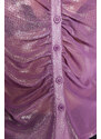 Trendyol Lilac Gathered Shiny Transparent Woven Shirt