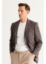 ALTINYILDIZ CLASSICS Men's Brown Comfort Fit Casual Fit Mono Collar Knitted Blazer Jacket