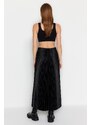 Trendyol Black Pleated Maxi Knitted Skirt