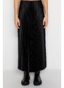 Trendyol Black Pleated Maxi Knitted Skirt