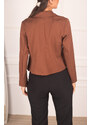 armonika Women's Brown One Button Crop Jacket