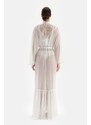 Dagi White Bride Lace Detailed Chiffon Dressing Gown