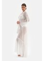 Dagi White Bride Lace Detailed Chiffon Dressing Gown