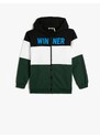 Koton Zippered Hooded Sweat Color Blocked With Pocket