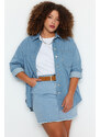 Trendyol Curve Light Blue Oversize Denim Shirt