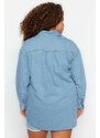 Trendyol Curve Light Blue Oversize Denim Shirt