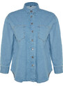 Trendyol Curve Light Blue Oversize Denim Shirt