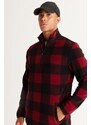 AC&Co / Altınyıldız Classics Men's Burgundy-black Standard Fit Normal Cut Stand-Up Bato Collar Fleece Sweatshirt