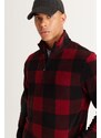AC&Co / Altınyıldız Classics Men's Burgundy-black Standard Fit Normal Cut Stand-Up Bato Collar Fleece Sweatshirt