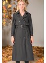 Z6674 DEWBERRY WOMEN'S TRENCH COAT-STRAIGHT BLACK