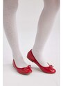 DEFACTO Girl's Flat Sole Red Faux Leather Patent Leather Flats