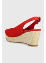 Sandály Tommy Hilfiger ICONIC ELBA SLING BACK WEDGE dámské, červená barva, na klínku, FW0FW04788