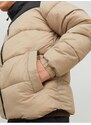Černo-béžová pánská zimní prošívaná bunda Jack & Jones Etoby - Pánské