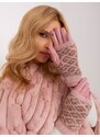 Fashionhunters Světle růžové zimní dotykové rukavice