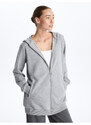 LC Waikiki Women's Hooded Plain Long Sleeve Oversize Zipper Sweatshirt