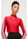Tričko s dlouhým rukávem adidas Originals červená barva, s pologolfem, IR8132