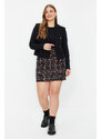 Trendyol Curve Black Plaid / Checkered Tweed Woven Skirt