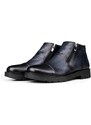 Ducavelli Liverpool Genuine Leather Non-Slip Sole Zippered Chelsea Daily Boots Navy Blue.