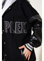 Bigdart 55426 Hooded Oversize College Jacket - Black