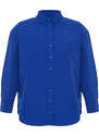 Trendyol Curve Dark Blue Boyfriend Woven Shirt
