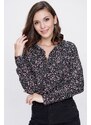 By Saygı Floral Mini Viscose Shirt Black