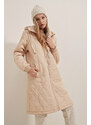 Bigdart 5138 Quilted Long Puffy Coat - Beige