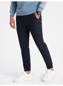 Ombre Clothing Pánské látkové kalhoty JOGGERS - tmavě modrá V8 P885