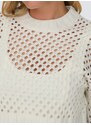 Krémový dámský děrovaný krátký svetr ONLY Smilla - Dámské