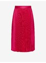 Tmavě růžová dámská saténová plisovaná midi sukně JDY Sarah - Dámské