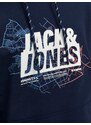 Tmavě modrá pánská mikina s kapucí Jack & Jones Map - Pánské