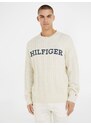 Krémový pánský vlněný svetr Tommy Hilfiger Cable Monotype Crew Neck - Pánské