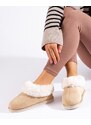 Women's fur beige slippers Shelvt