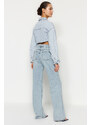 Trendyol Blue Pale Effect Vintage High Waist Wide Leg Jeans