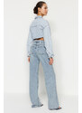 Trendyol Blue Pale Effect Vintage High Waist Wide Leg Jeans