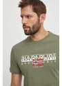 Bavlněné tričko Napapijri S-Aylmer zelená barva, s potiskem, NP0A4HTOGAE1