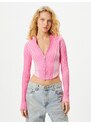 Koton Crop Pletené zboží s kapucí Cardigan Plyšový plyšový na zip Detailní Slim Fit