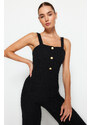 Trendyol Gilet Woven Jumpsuit with Black Buttons and Straps