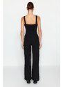 Trendyol Gilet Woven Jumpsuit with Black Buttons and Straps