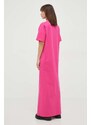 Bavlněné šaty MSGM růžová barva, maxi, oversize